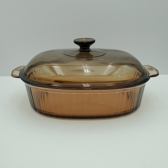Corning Vision 4 Quart Oval Roaster Visions Amber Dutch Oven Covered Casserole - Picture 12 of 14